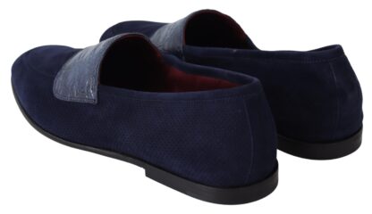 Dolce & Gabbana - Elegant Blue Suede Leather Loafers