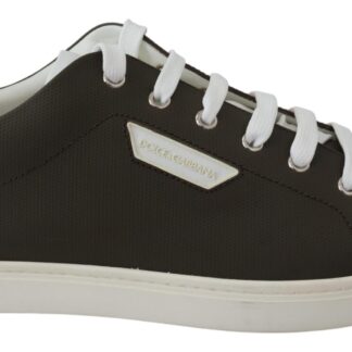 Dolce & Gabbana - Elegant Low-Top Leather Sneakers in White & Bordeaux