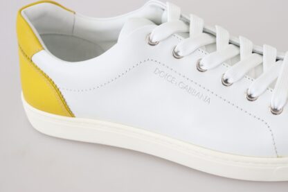 Dolce & Gabbana - Chic White & Yellow Leather Low-Top Sneakers