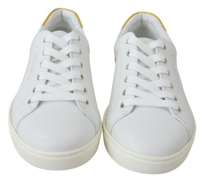 Dolce & Gabbana - Chic White & Yellow Leather Low-Top Sneakers