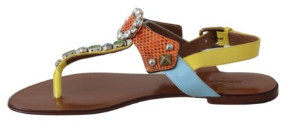 Dolce & Gabbana - Multicolor Crystal Embellished Flat Sandals