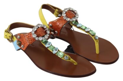 Dolce & Gabbana - Multicolor Crystal Embellished Flat Sandals