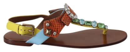 Dolce & Gabbana - Multicolor Crystal Embellished Flat Sandals