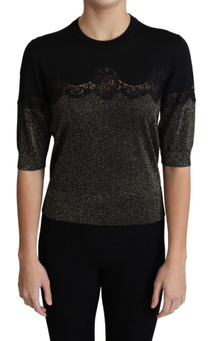 Dolce & Gabbana - Elegant Lurex Threaded Jersey Lace Blouse