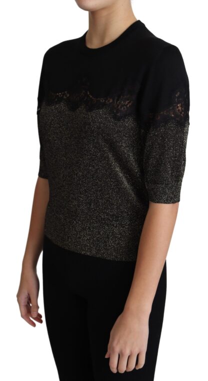 Dolce & Gabbana - Elegant Lurex Threaded Jersey Lace Blouse