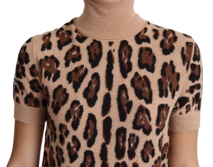 Dolce & Gabbana - Elegant Leopard Print Wool Turtleneck Top