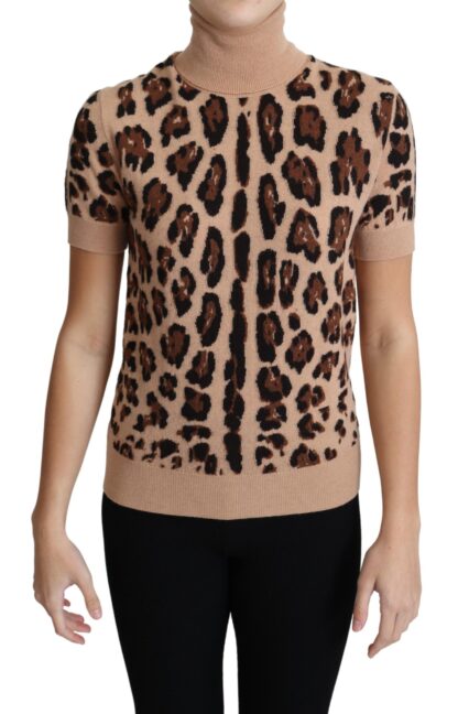 Dolce & Gabbana - Elegant Leopard Print Wool Turtleneck Top