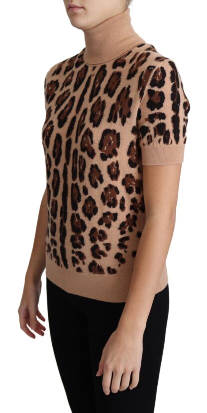 Dolce & Gabbana - Elegant Leopard Print Wool Turtleneck Top