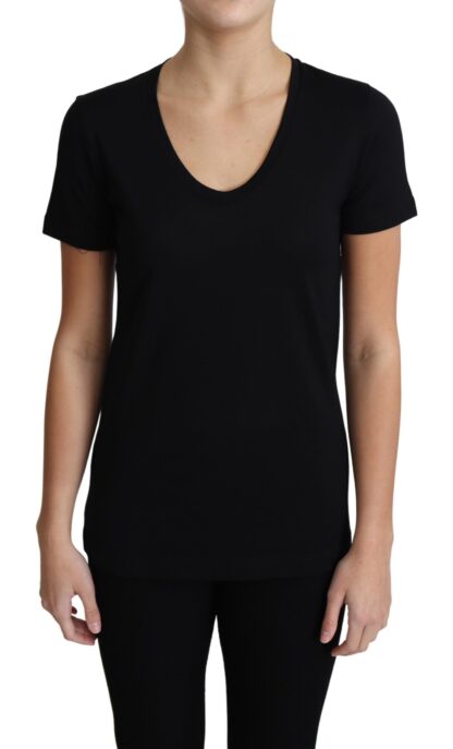 Dolce & Gabbana - Elegant Wool Black Round Neck T-Shirt