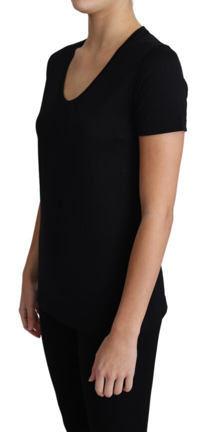 Dolce & Gabbana - Elegant Wool Black Round Neck T-Shirt