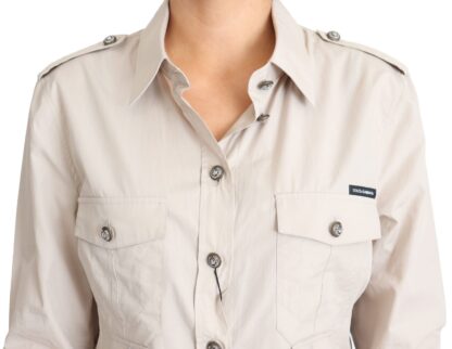 Dolce & Gabbana - Elegant Beige Cotton Safari Shirt