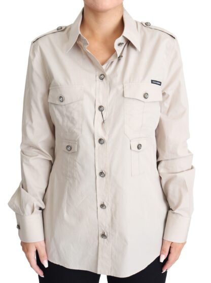 Dolce & Gabbana - Elegant Beige Cotton Safari Shirt