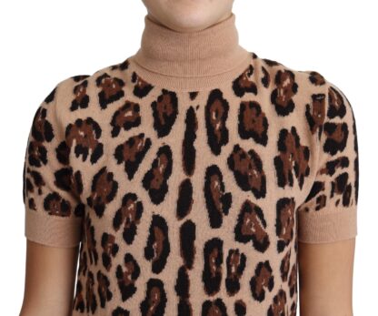 Dolce & Gabbana - Elegant Leopard Print Wool Turtleneck Top