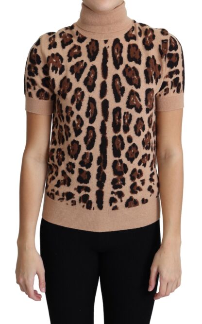 Dolce & Gabbana - Elegant Leopard Print Wool Turtleneck Top