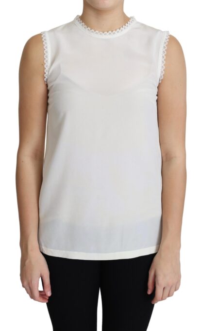 Dolce & Gabbana - Elegant Silk Lace-Detailed Sleeveless Blouse