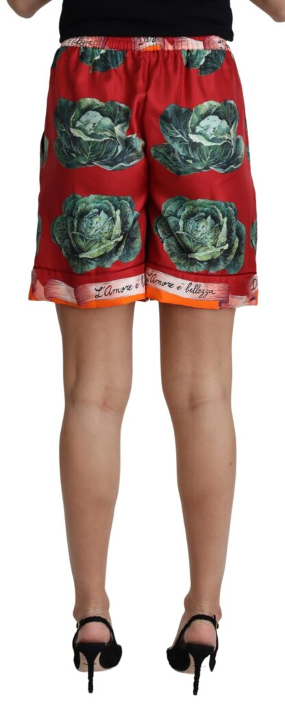 Dolce & Gabbana - Elegant High Waist Cabbage Print Silk Shorts