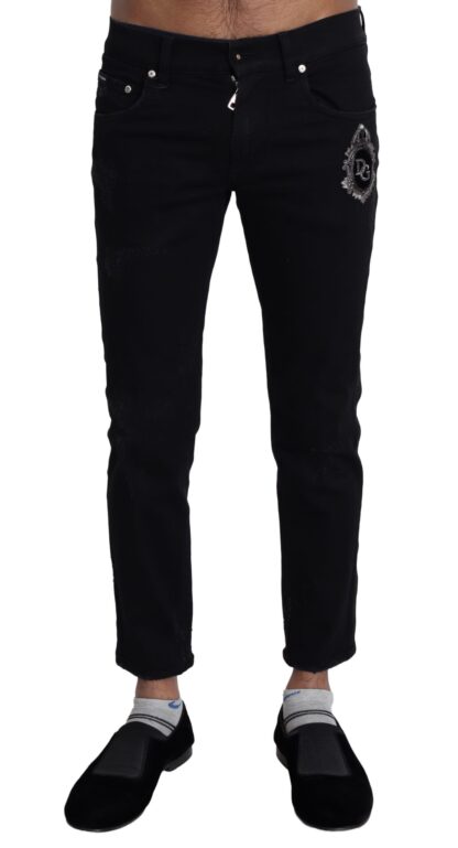 Dolce & Gabbana - Elegant Skinny Black Jeans with Embroidery