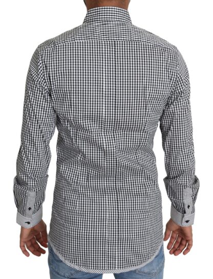 Dolce & Gabbana - Elegant Black & White Checkered Gold Casual Shirt