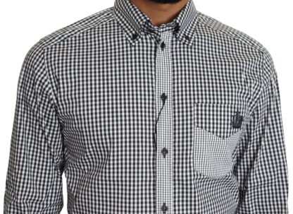 Dolce & Gabbana - Elegant Black & White Checkered Gold Casual Shirt