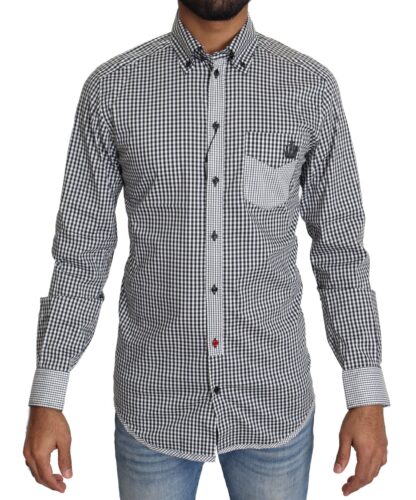 Dolce & Gabbana - Elegant Black & White Checkered Gold Casual Shirt