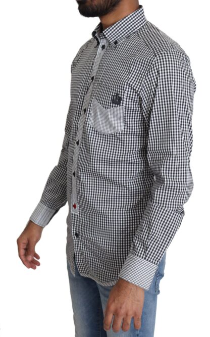 Dolce & Gabbana - Elegant Black & White Checkered Gold Casual Shirt