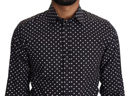 Dolce & Gabbana - Elegant Polka Dot Men's Long Sleeve Shirt