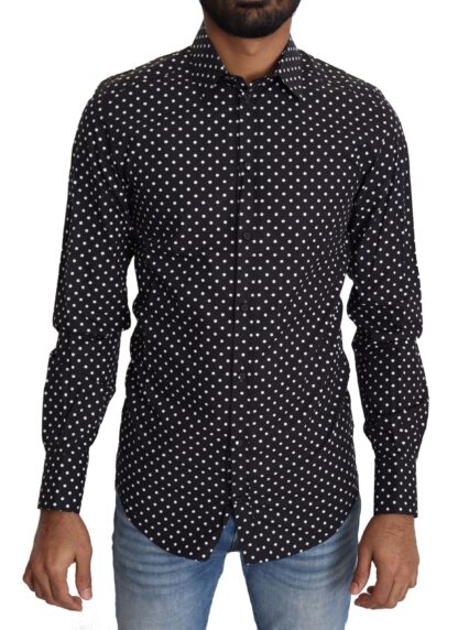 Dolce & Gabbana - Elegant Polka Dot Men's Long Sleeve Shirt