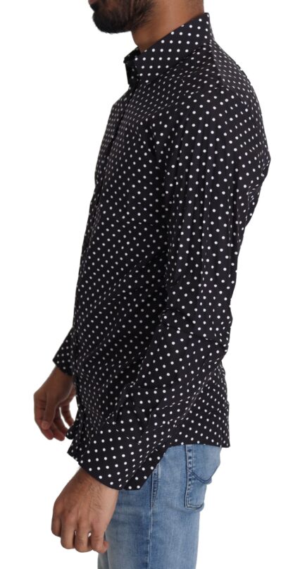 Dolce & Gabbana - Elegant Polka Dot Men's Long Sleeve Shirt