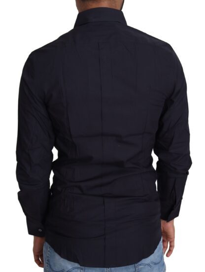 Dolce & Gabbana - Navy Blue Slim Fit Gold Series Dress Shirt