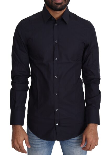 Dolce & Gabbana - Navy Blue Slim Fit Gold Series Dress Shirt