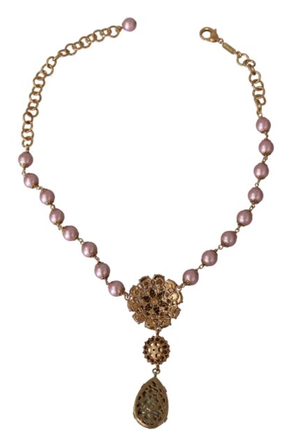 Dolce & Gabbana - Elegant Pink Pearl Crystal Necklace