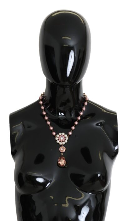 Dolce & Gabbana - Elegant Pink Pearl Crystal Necklace