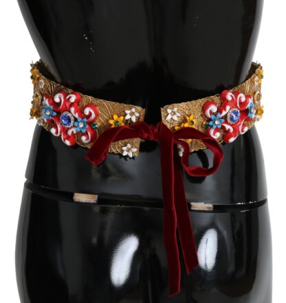 Dolce & Gabbana - Golden Floral Crystal Embellished Waist Belt