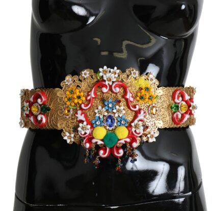 Dolce & Gabbana - Golden Floral Crystal Embellished Waist Belt