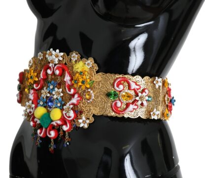 Dolce & Gabbana - Golden Floral Crystal Embellished Waist Belt