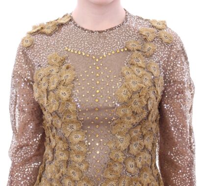 Lanre Da Silva Ajayi - Exquisite Gold Lace Maxi Dress with Crystals