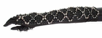 Dolce & Gabbana - Elegant Crystal Beaded Leather Gloves