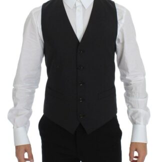 Dolce & Gabbana - Elegant Brown Black Wool Blend Dress Vest