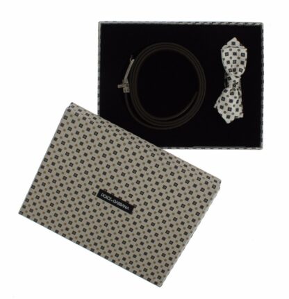 Dolce & Gabbana - Elegant Baroque Silk Tie & Leather Belt Set