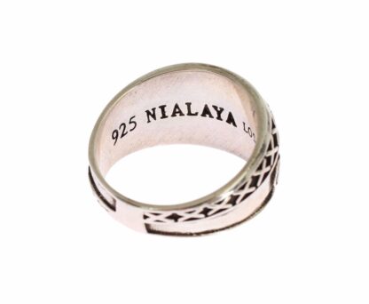 Nialaya - Elegant Silver Band with Black Accents