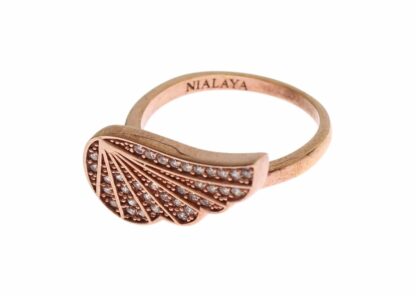 Nialaya - Elegant Pink Gold CZ Crystal Ring