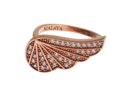 Nialaya - Elegant Pink Gold CZ Crystal Ring