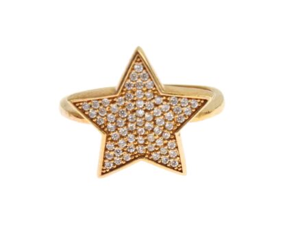 Nialaya - Elegant Gold-Plated Sterling Silver Ring with CZ Crystals