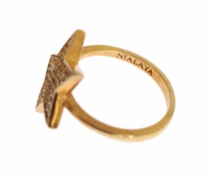 Nialaya - Elegant Gold-Plated Sterling Silver Ring with CZ Crystals