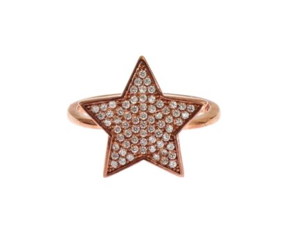 Nialaya - Dazzling Pink Gold Plated Sterling Silver CZ Ring