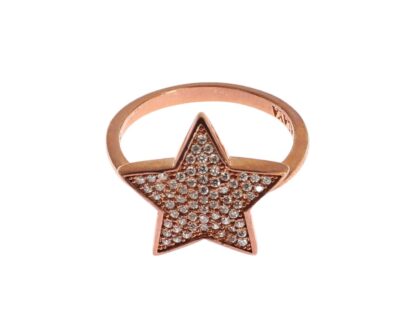 Nialaya - Dazzling Pink Gold Plated Sterling Silver CZ Ring