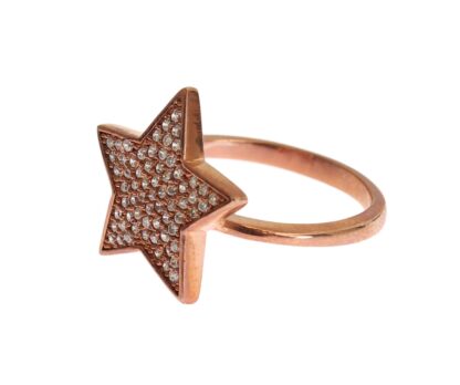 Nialaya - Dazzling Pink Gold Plated Sterling Silver CZ Ring