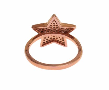 Nialaya - Dazzling Pink Gold Plated Sterling Silver CZ Ring