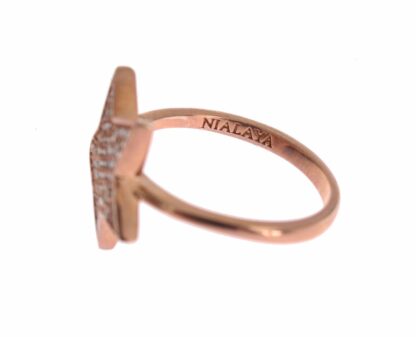 Nialaya - Dazzling Pink Gold Plated Sterling Silver CZ Ring