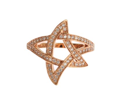 Nialaya - Pink Gold Plated Silver CZ Crystal Ring